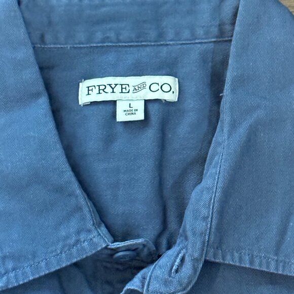 Frye and Co. Shirt Men’s L Blue Bering Sea Workshirt Button Long Sleeve Casual - Picture 2 of 6
